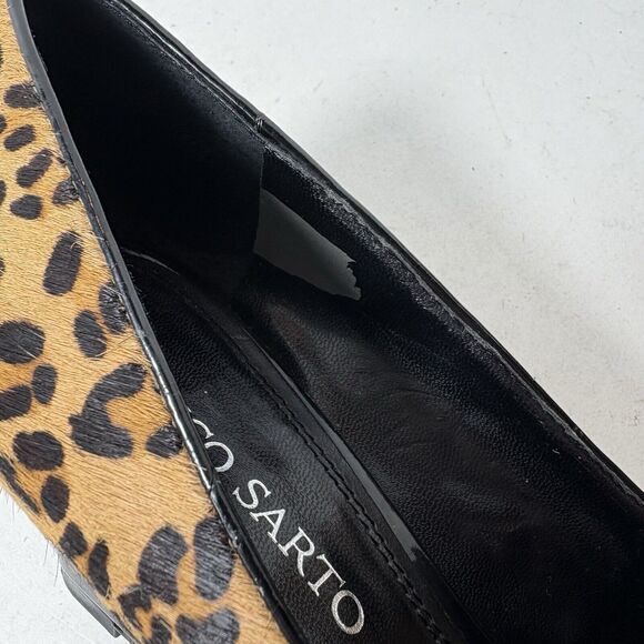 Franco Sarto Heels Womens Size 8 Zeus Leopard Cheetah Print Calf Hair Wedge B1 - Picture 4 of 12